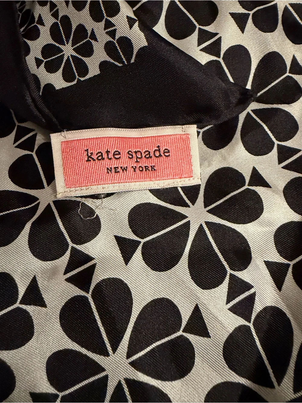kate spade Black and White Floral Silk-Effect Scarf